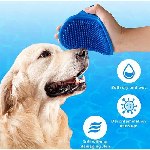 Pet Shampoo Massage Bath Brush Dogs And Cats Grooming- Blue