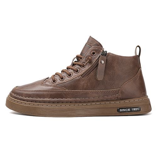 Men Leather High Top Boots