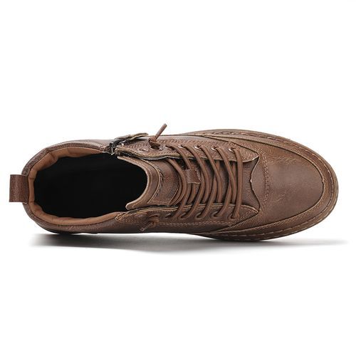 Men Leather High Top Boots