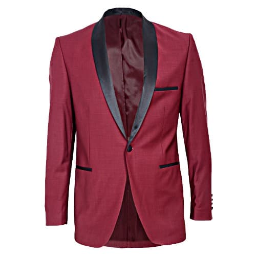 Refined Wine Tuxedo Wool Jacket With Black Satin -MBZ-2587