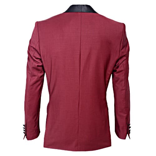 Refined Wine Tuxedo Wool Jacket With Black Satin -MBZ-2587