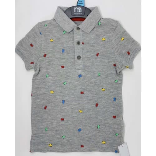 Boys Grey Fire Engines Grey Polo Top