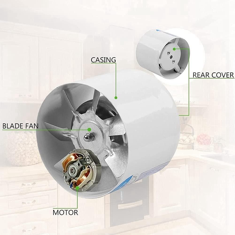 4 Inch Inline Duct Fan Air Ventilator Metal Pipe Ventilation Mini Extractor Bathroom Toilet Wall Fan