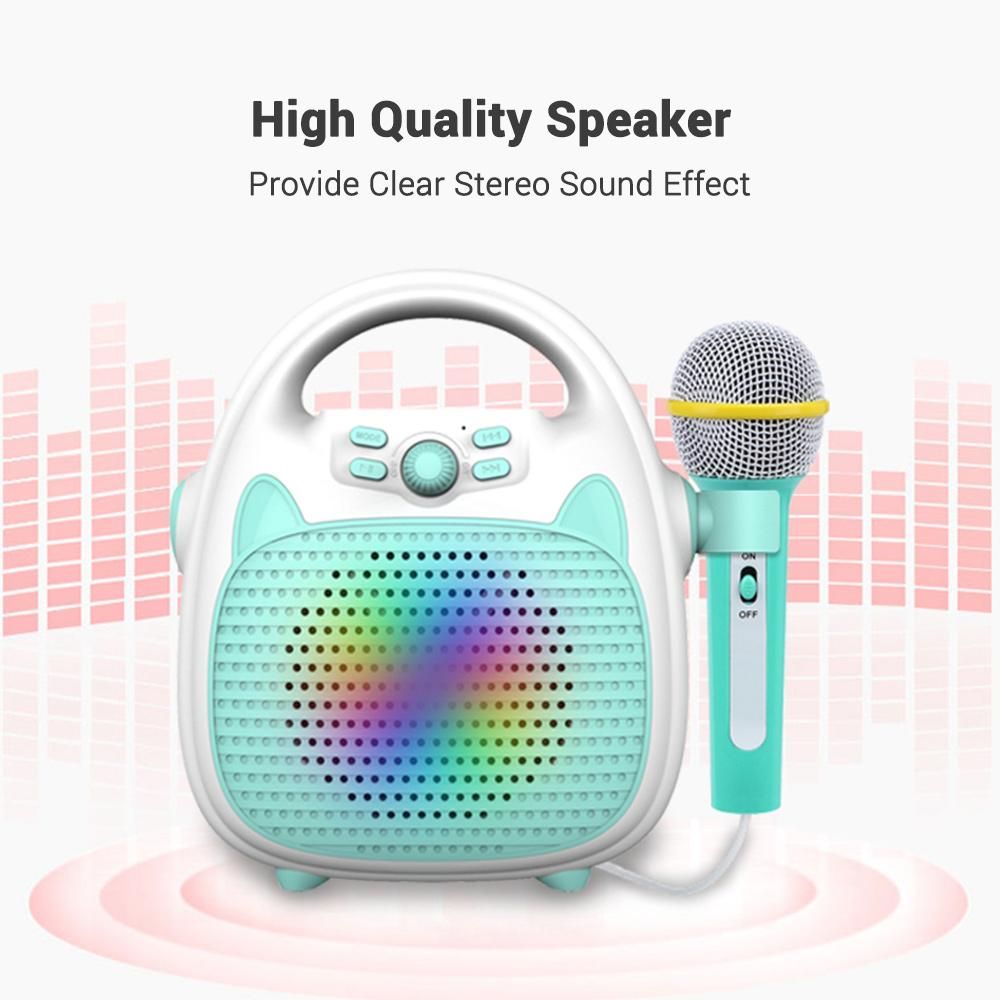 Karaoke Machine Rechargeable Portable Karaoke Speaker with Microphone BT/Memory Card/USB Connectivity Lights for Boys Girls