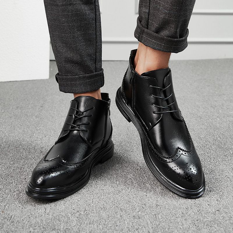 Big Size Mens Oxfords Boots Dress Ankle Booties-Black