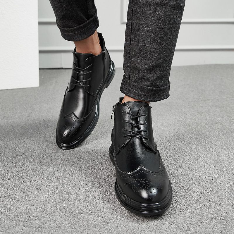 Big Size Mens Oxfords Boots Dress Ankle Booties-Black