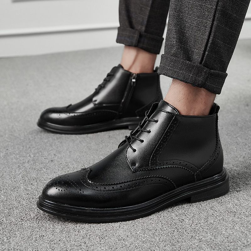 Big Size Mens Oxfords Boots Dress Ankle Booties-Black