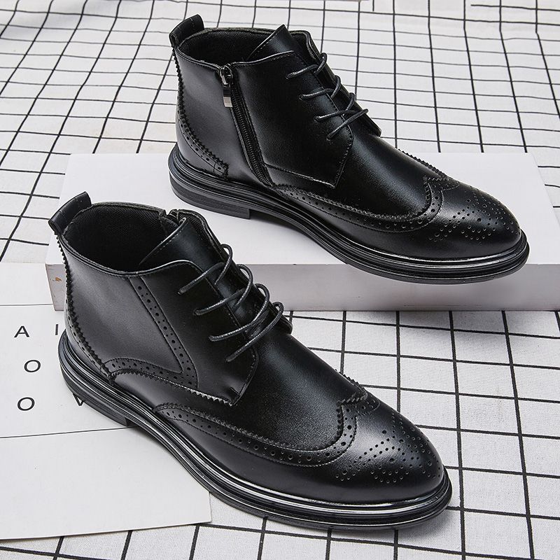 Big Size Mens Oxfords Boots Dress Ankle Booties-Black