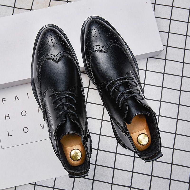 Big Size Mens Oxfords Boots Dress Ankle Booties-Black