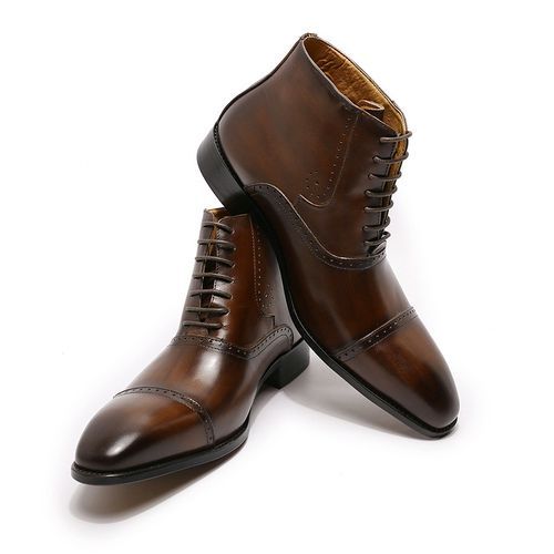 Italian Hand Crafted Brogue Lace Up Men's Ankle Boot