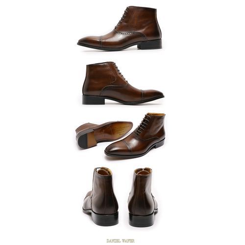 Italian Hand Crafted Brogue Lace Up Men's Ankle Boot