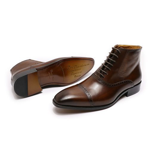 Italian Hand Crafted Brogue Lace Up Men's Ankle Boot