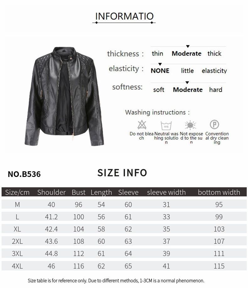Women OL Fashion PU Leather Jacket Faux Leather Outerwear