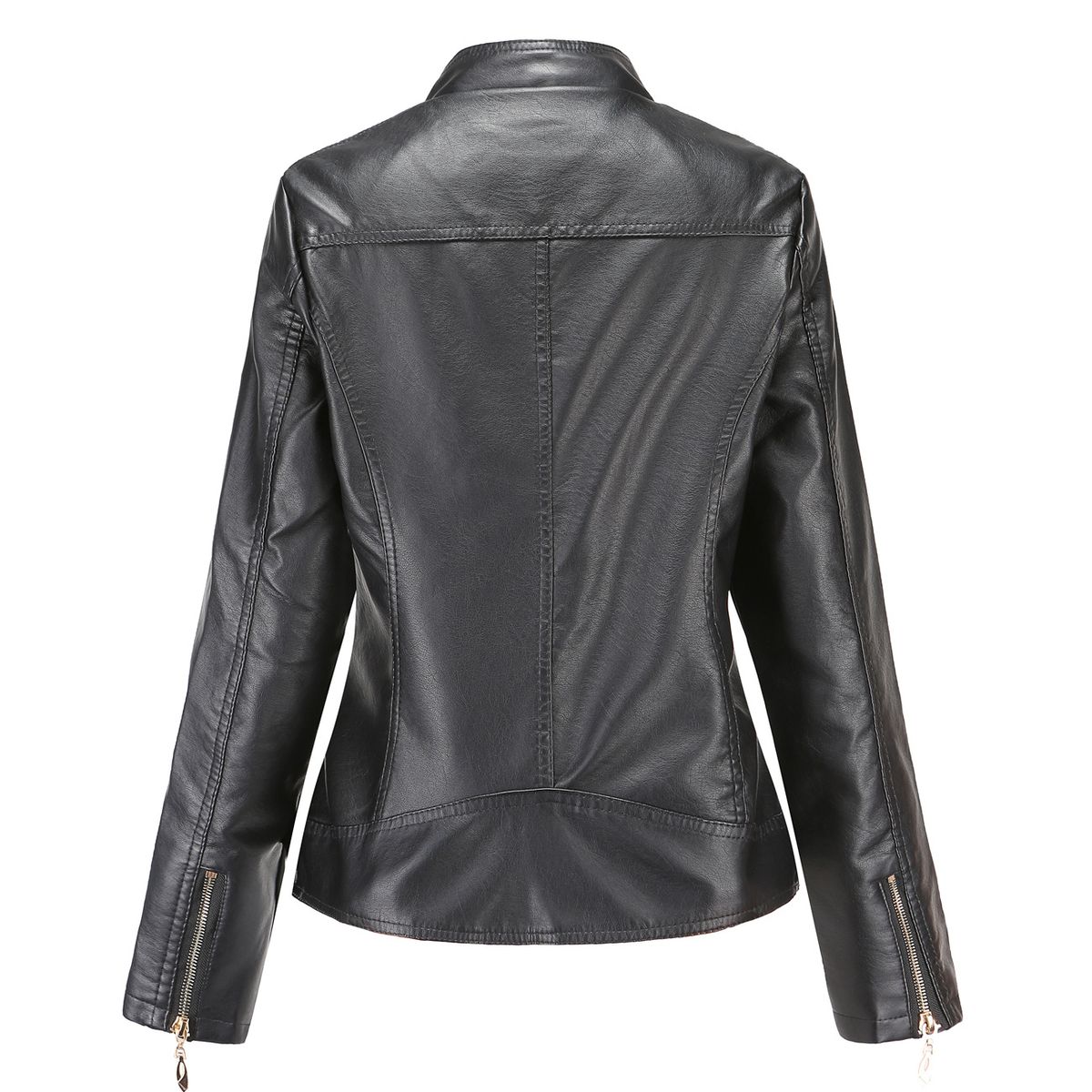 Women OL Fashion PU Leather Jacket Faux Leather Outerwear