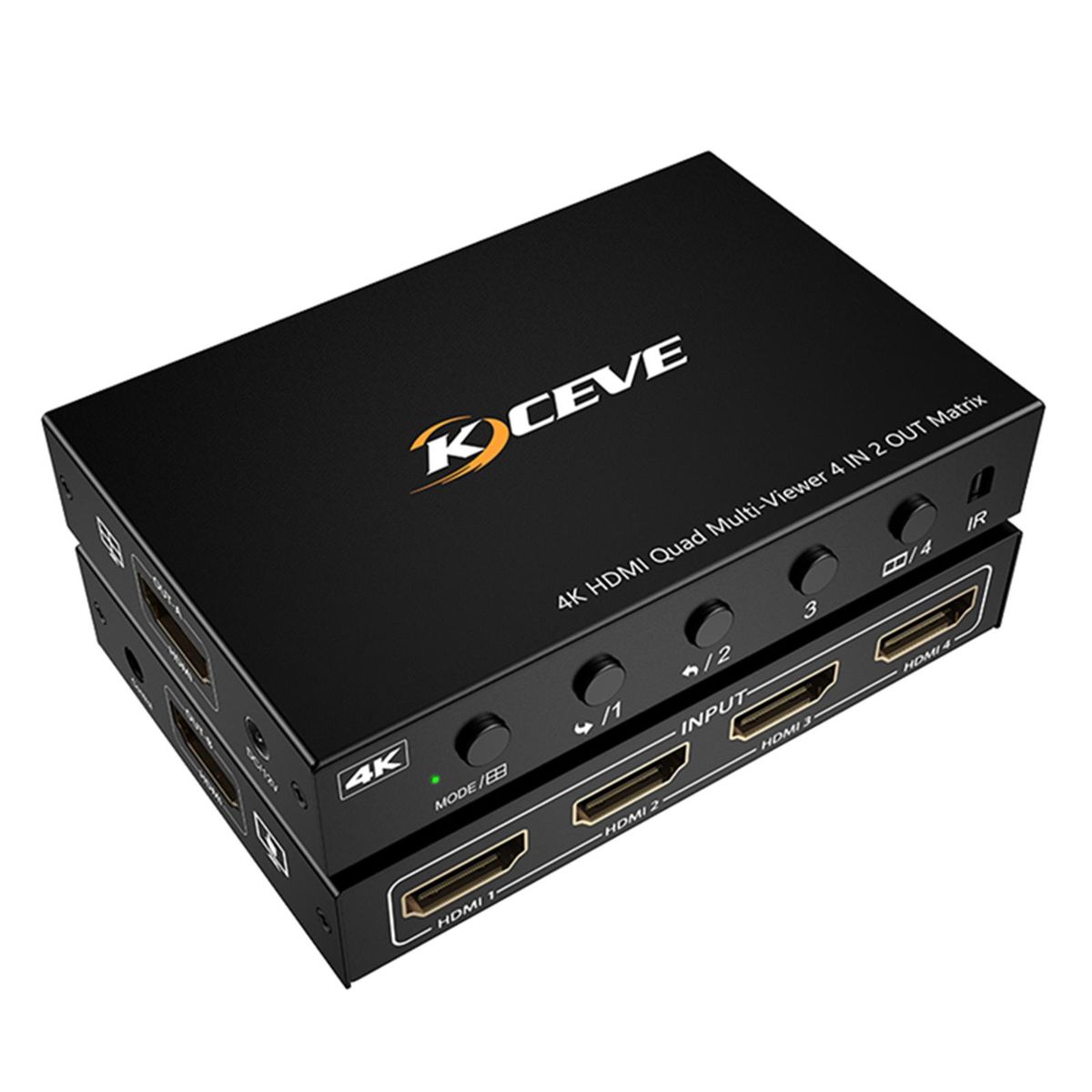 KCEVE KC-8402 HD 4 in 2 out Splitter 4-channel Screen Splitter Maximum Support 4K@30Hz Resolution  Metal Shell US Plug