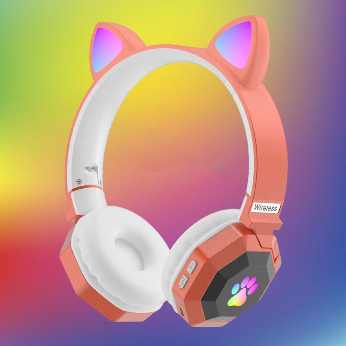 Cat Ear Wireless Headphones Lightweight Headphones Orange