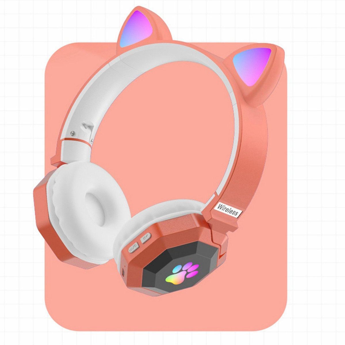 Cat Ear Wireless Headphones Lightweight Headphones Orange