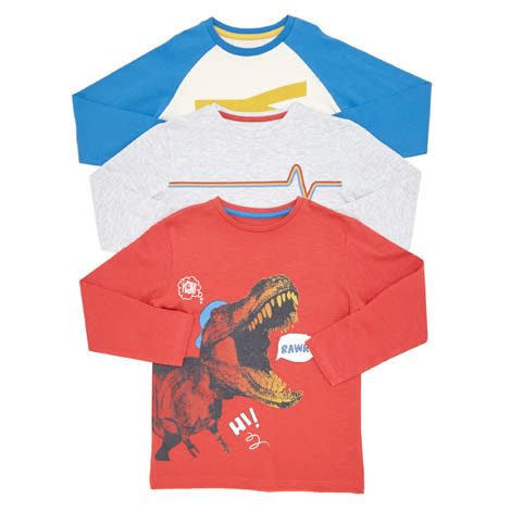 Boys Dinosaur Top - Pack Of 3
