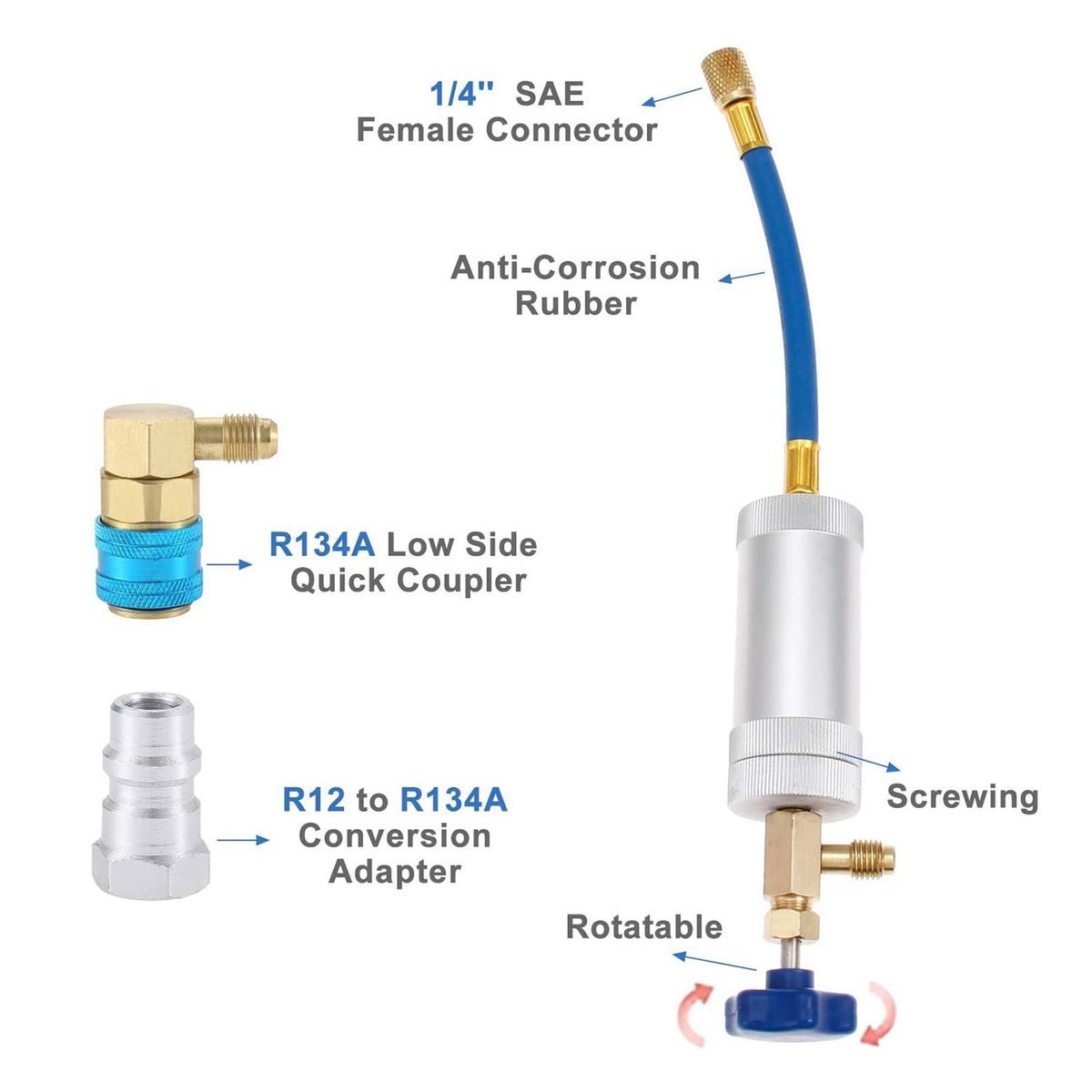 Air Conditioner A/C Oil Injector Tool with Gauge R12 R134A