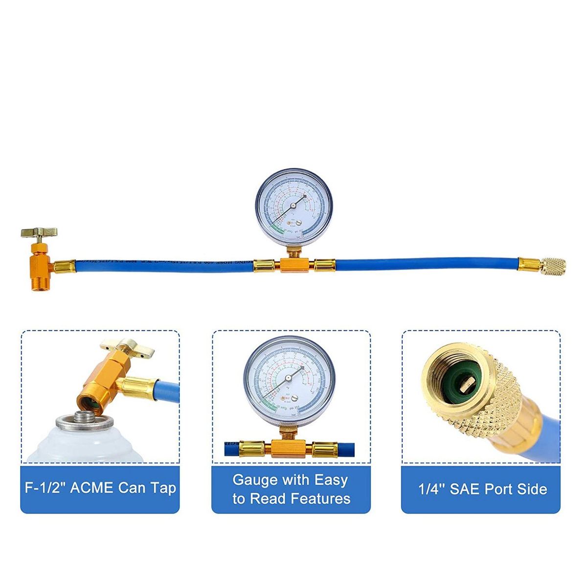 Air Conditioner A/C Oil Injector Tool with Gauge R12 R134A