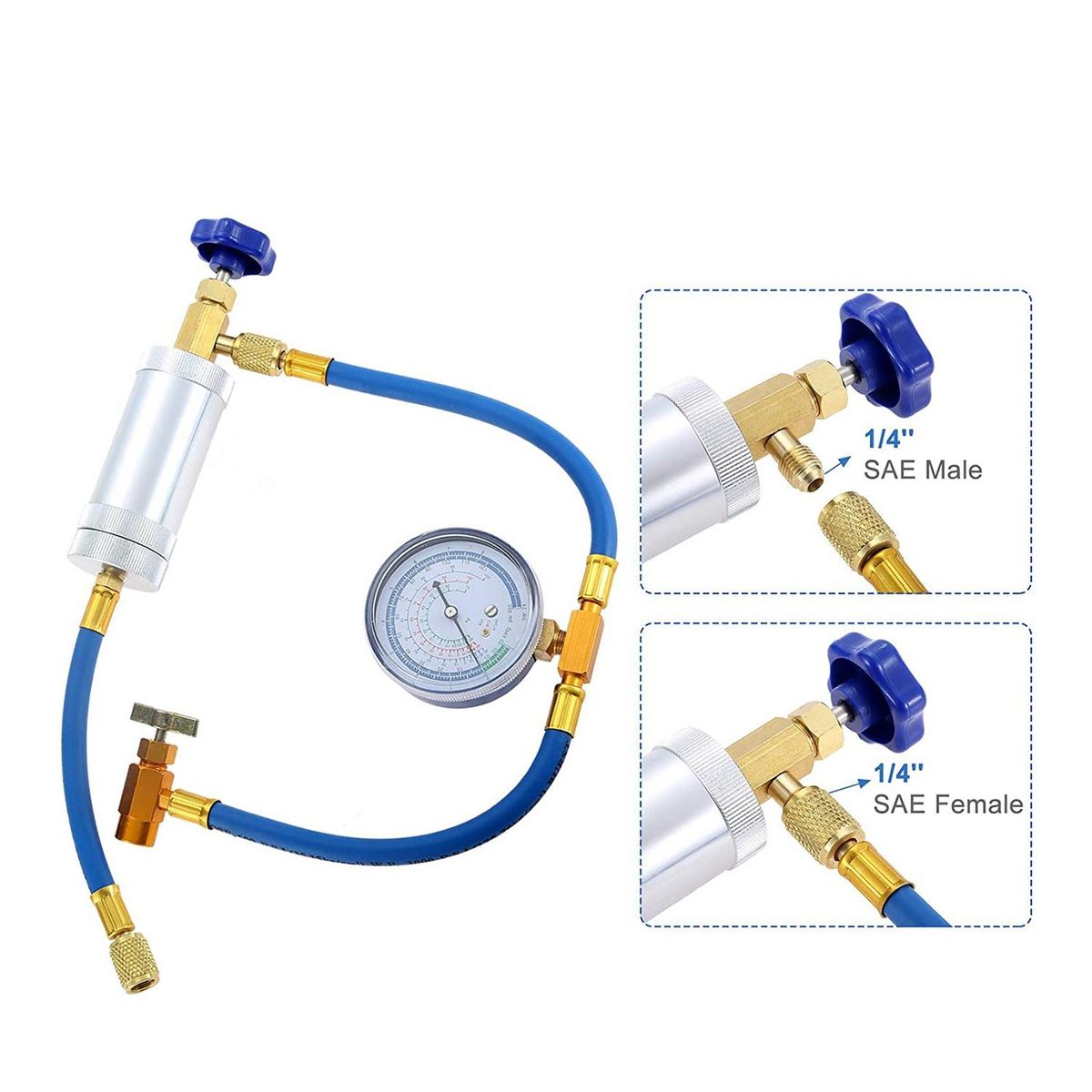 Air Conditioner A/C Oil Injector Tool with Gauge R12 R134A
