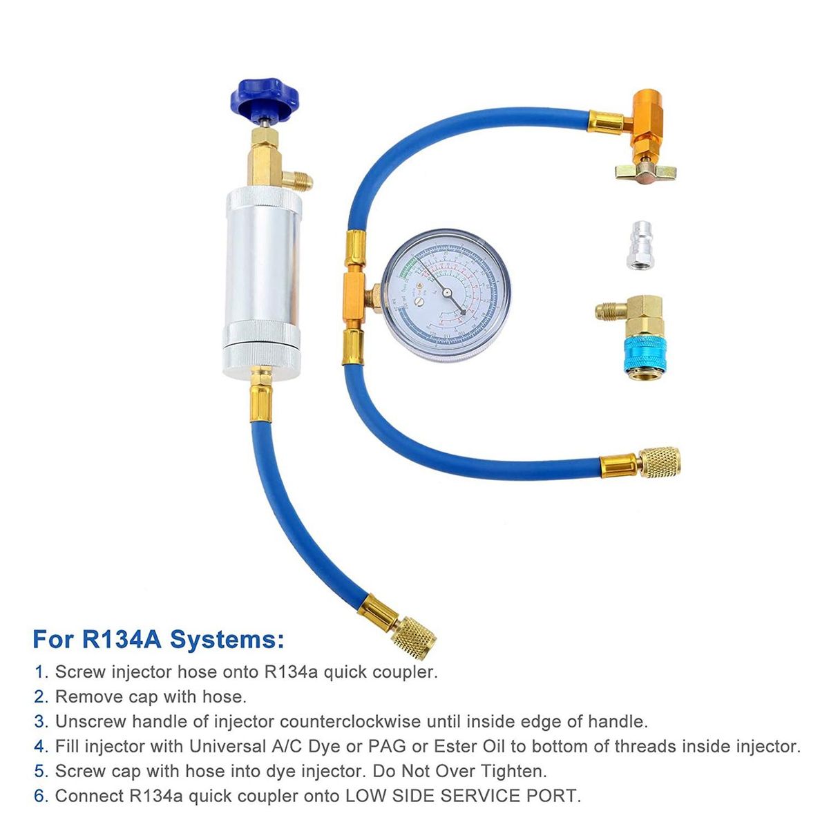 Air Conditioner A/C Oil Injector Tool with Gauge R12 R134A