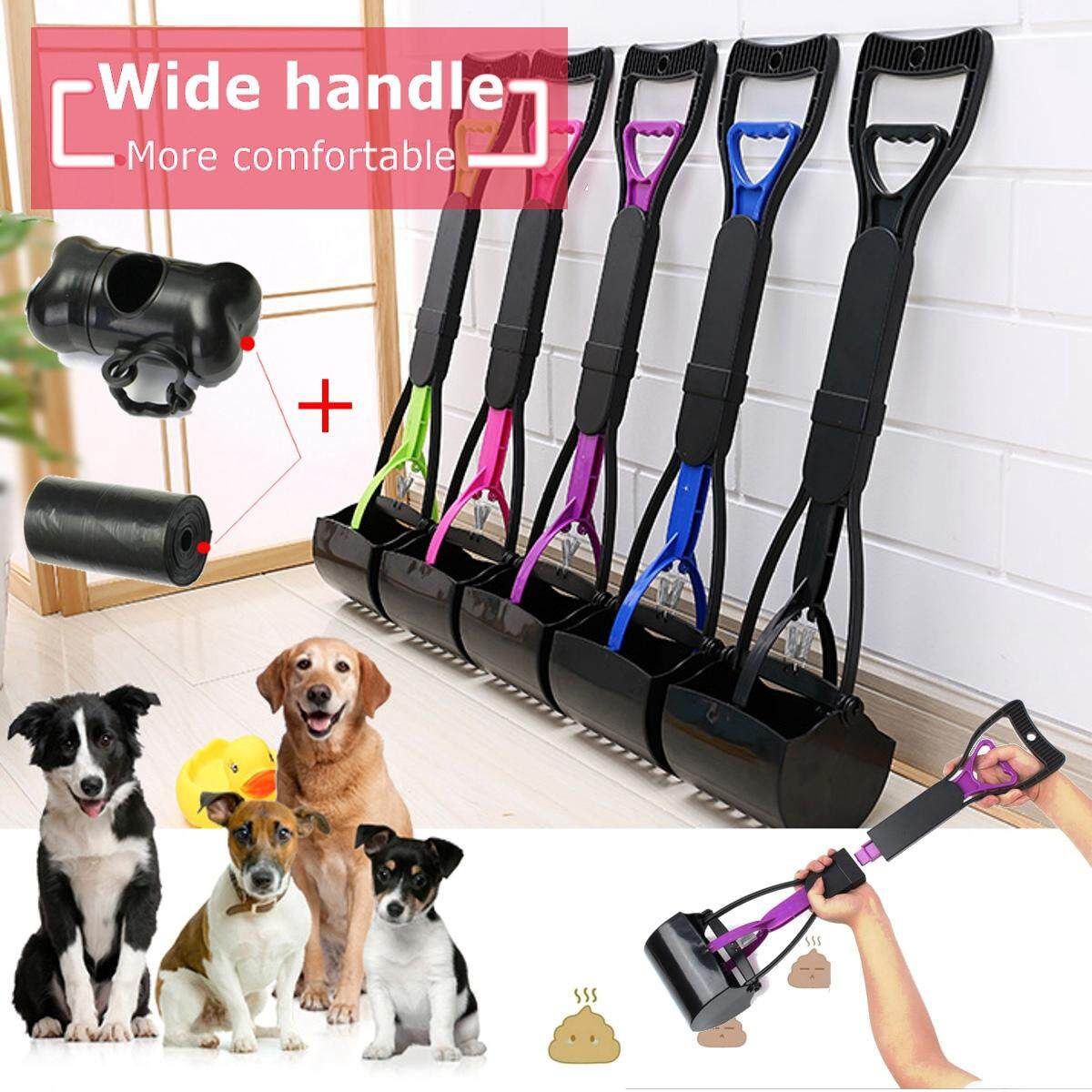 Pet Dog Cat Waste Pick Up Pooper Scooper Long Handle Poop Scoop Grabber Picker Black (black)