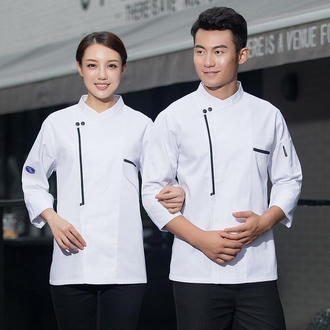 2X Retro Chef Jacket Coat Uniform Long Sleeve Hotel Kitchen Apparel M