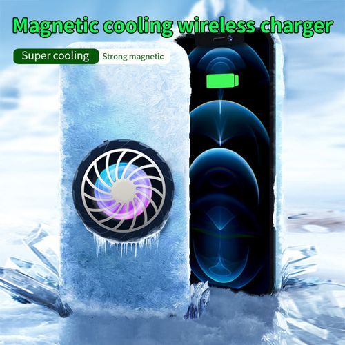 Magnetic Mobile Phone Radiator USB Adapter Game Cooler Portable Wireless Fast Charging Phone Cooling Fan Built-in LED Light