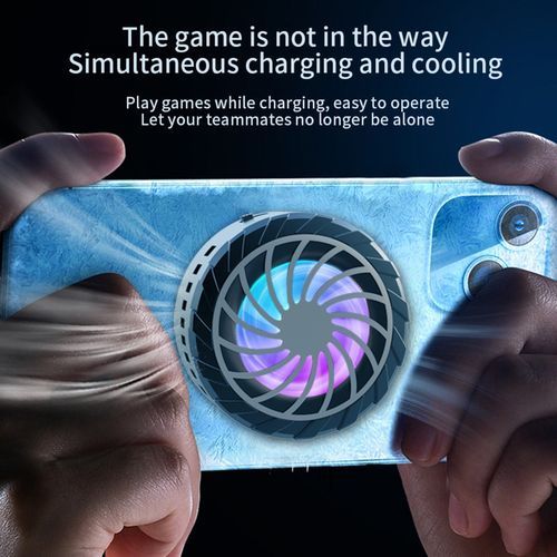 Magnetic Mobile Phone Radiator USB Adapter Game Cooler Portable Wireless Fast Charging Phone Cooling Fan Built-in LED Light