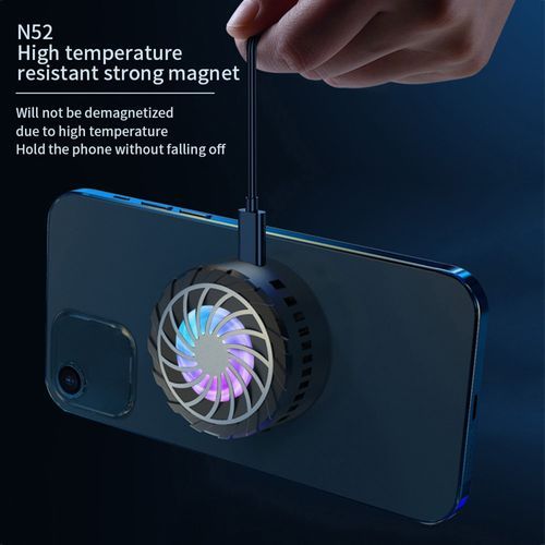 Magnetic Mobile Phone Radiator USB Adapter Game Cooler Portable Wireless Fast Charging Phone Cooling Fan Built-in LED Light