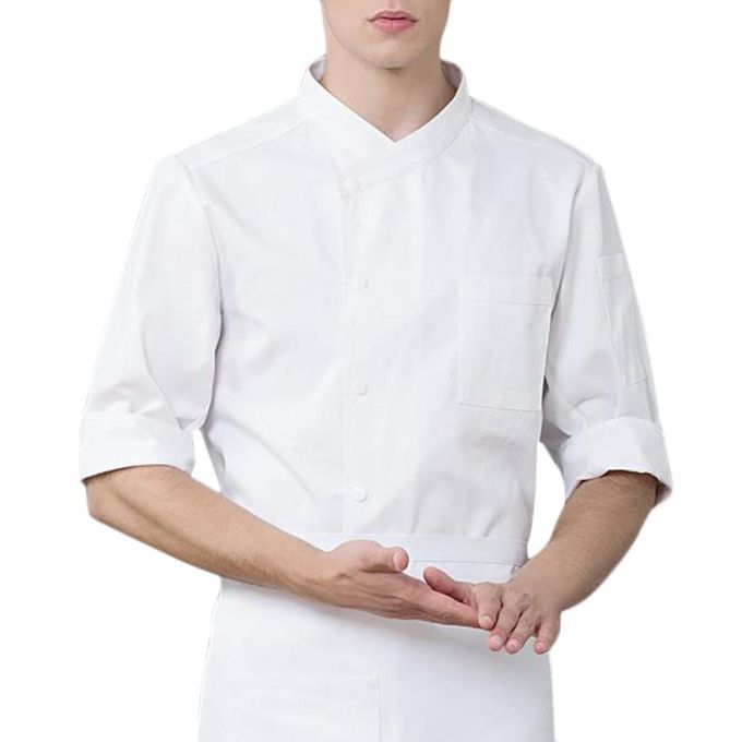 Women Mens Uniform Chef Coat Restaurant Kitchen Bar Half Sleeve White