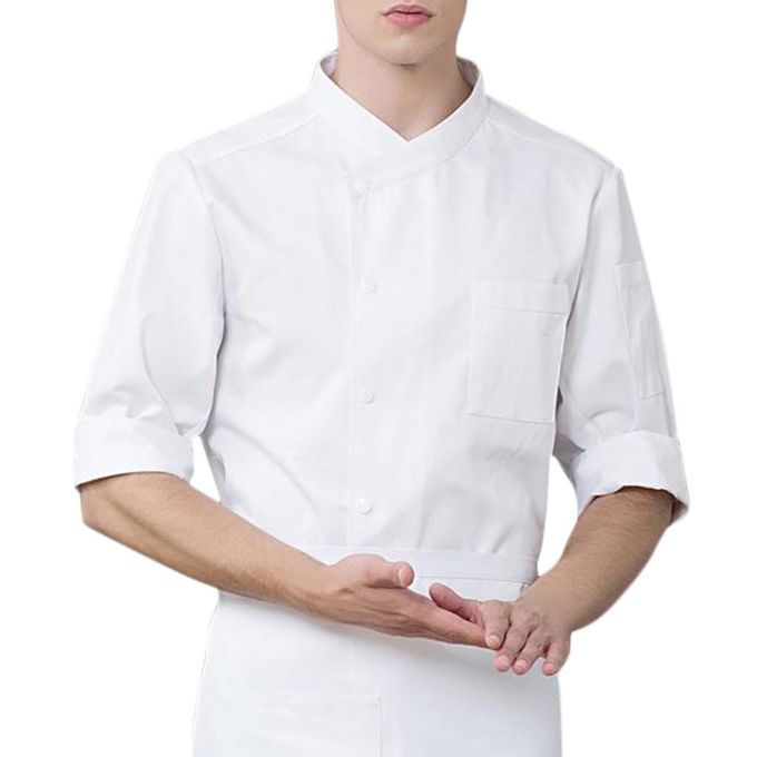 Women Mens Uniform Chef Coat Restaurant Kitchen Bar Half Sleeve White