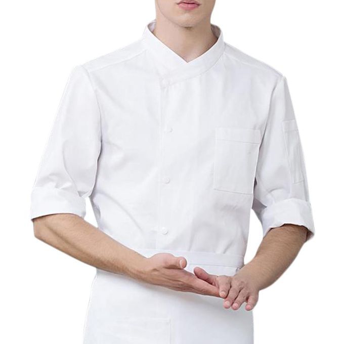 Women Mens Uniform Chef Coat Restaurant Kitchen Bar Half Sleeve White