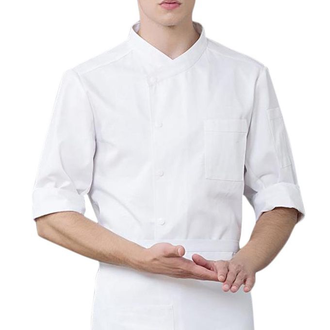 Women Mens Uniform Chef Coat Restaurant Kitchen Bar Half Sleeve White