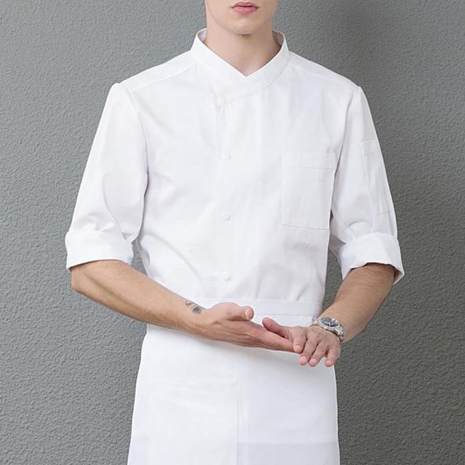 Women Mens Uniform Chef Coat Restaurant Kitchen Bar Half Sleeve White