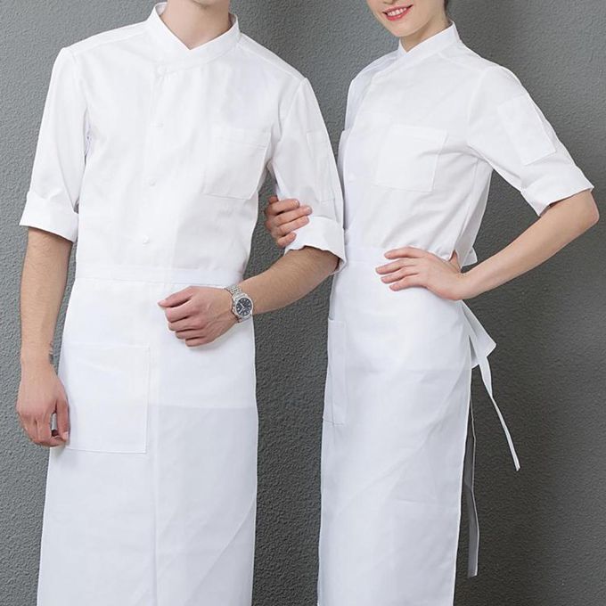 Women Mens Uniform Chef Coat Restaurant Kitchen Bar Half Sleeve White