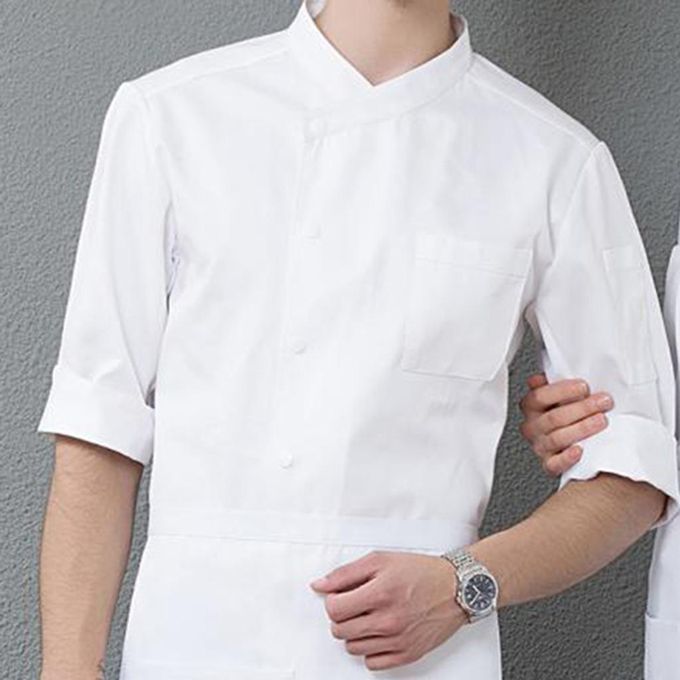 Women Mens Uniform Chef Coat Restaurant Kitchen Bar Half Sleeve White