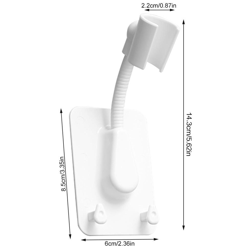1PC Showerhead holder with 2 hook supports white