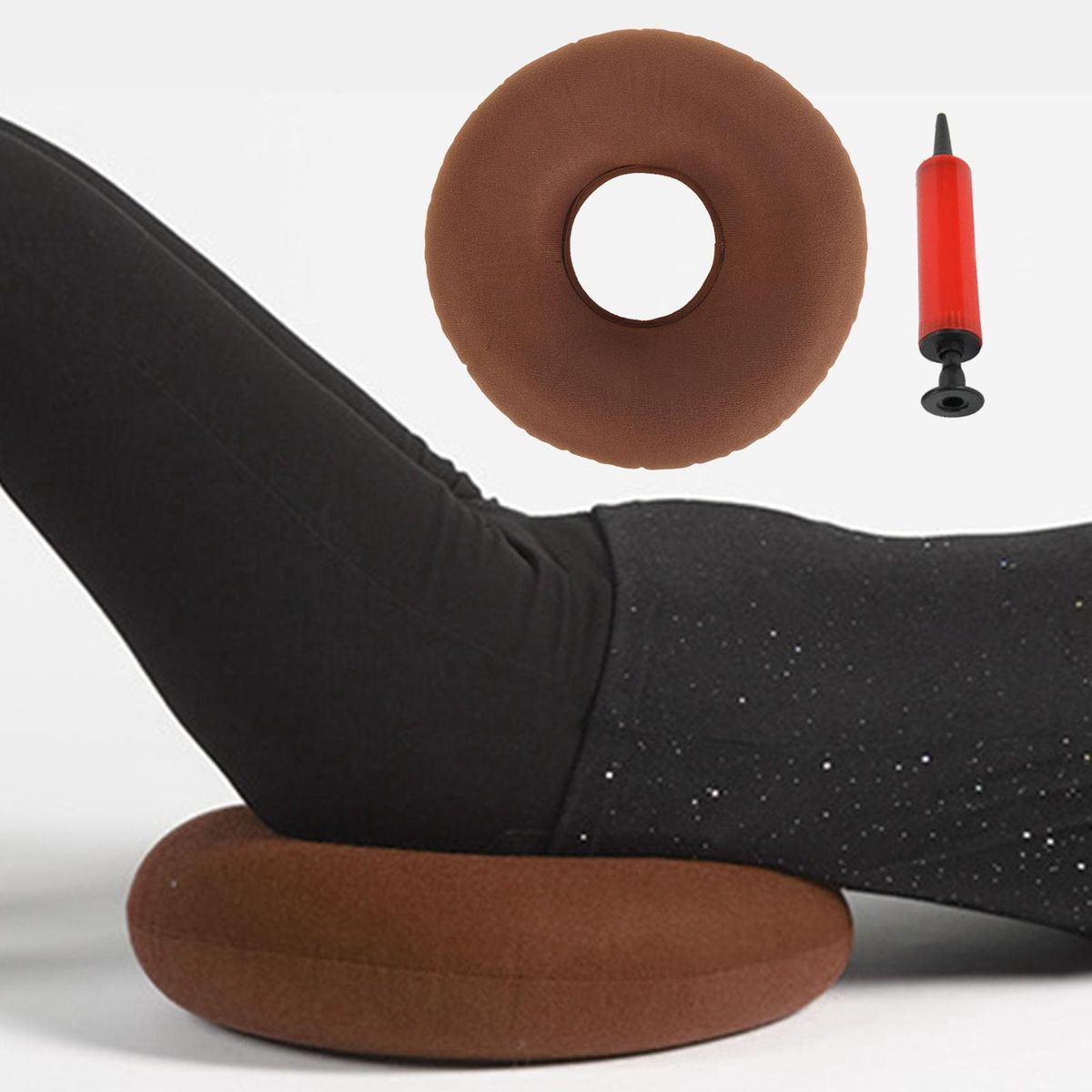 Inflatable Donut Cushion Ring Cushion For Hemorrhoid Back Coffee