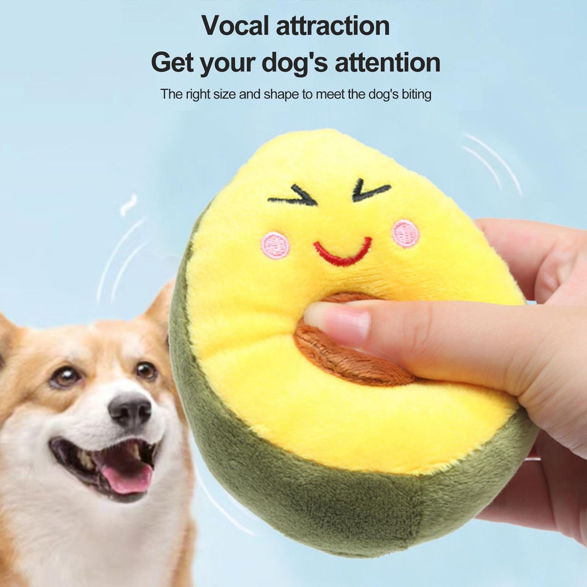 Pet Chew Toy Cute Avocado Shape Pet Dog Plush Stuffed Toy Yellow