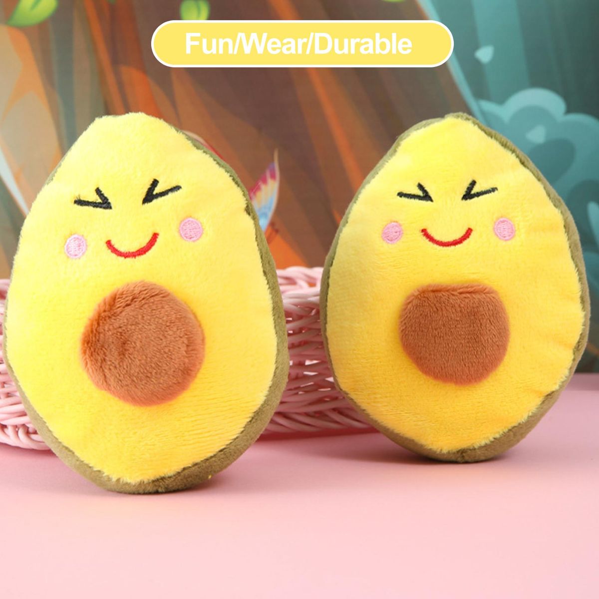 Pet Chew Toy Cute Avocado Shape Pet Dog Plush Stuffed Toy Yellow