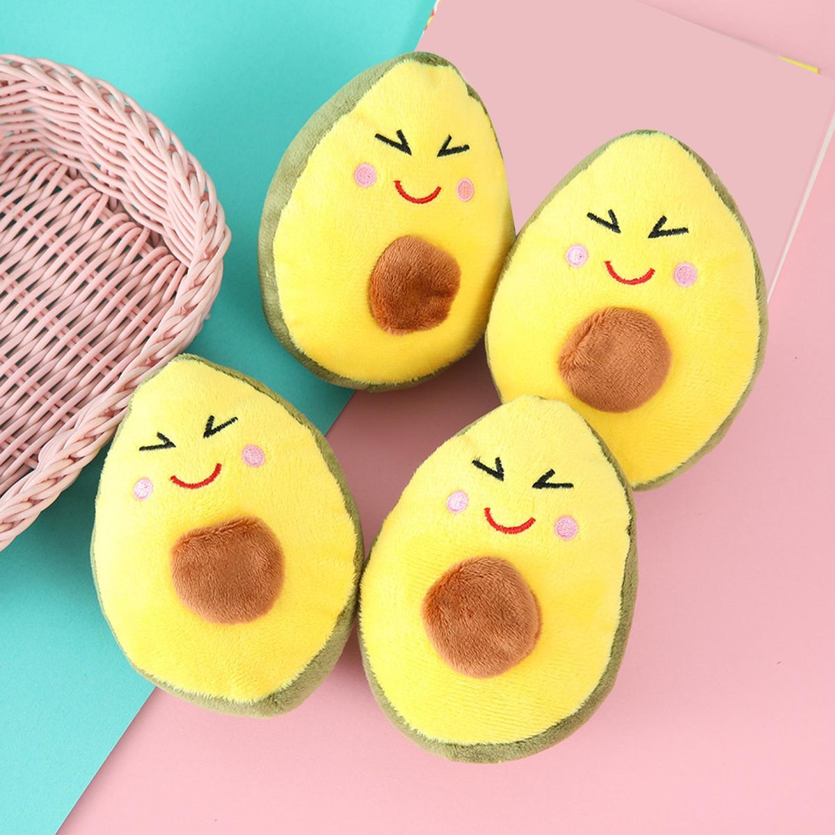 Pet Chew Toy Cute Avocado Shape Pet Dog Plush Stuffed Toy Yellow