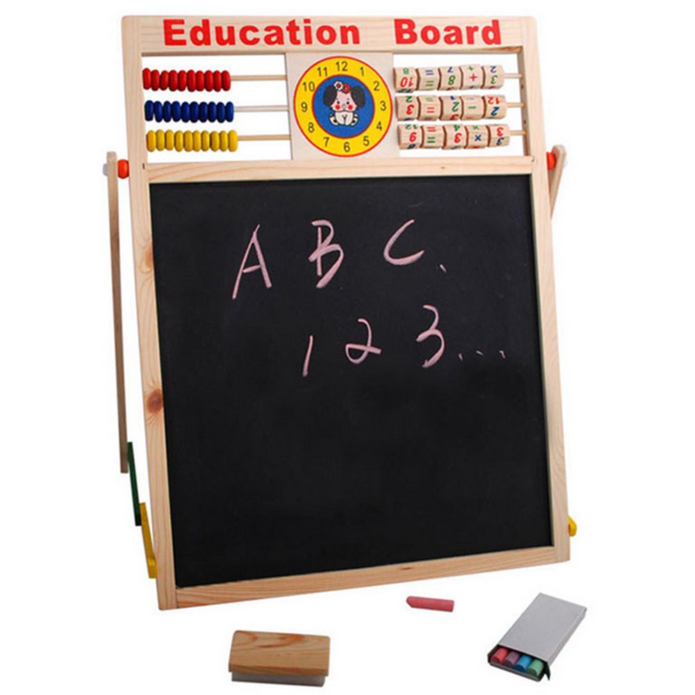 Children Wooden 2 In 1 Blackboard Magnetic Whiteboard Double Sided Drawing Writing Education Board Easel  Marker Pen Chalk Toys