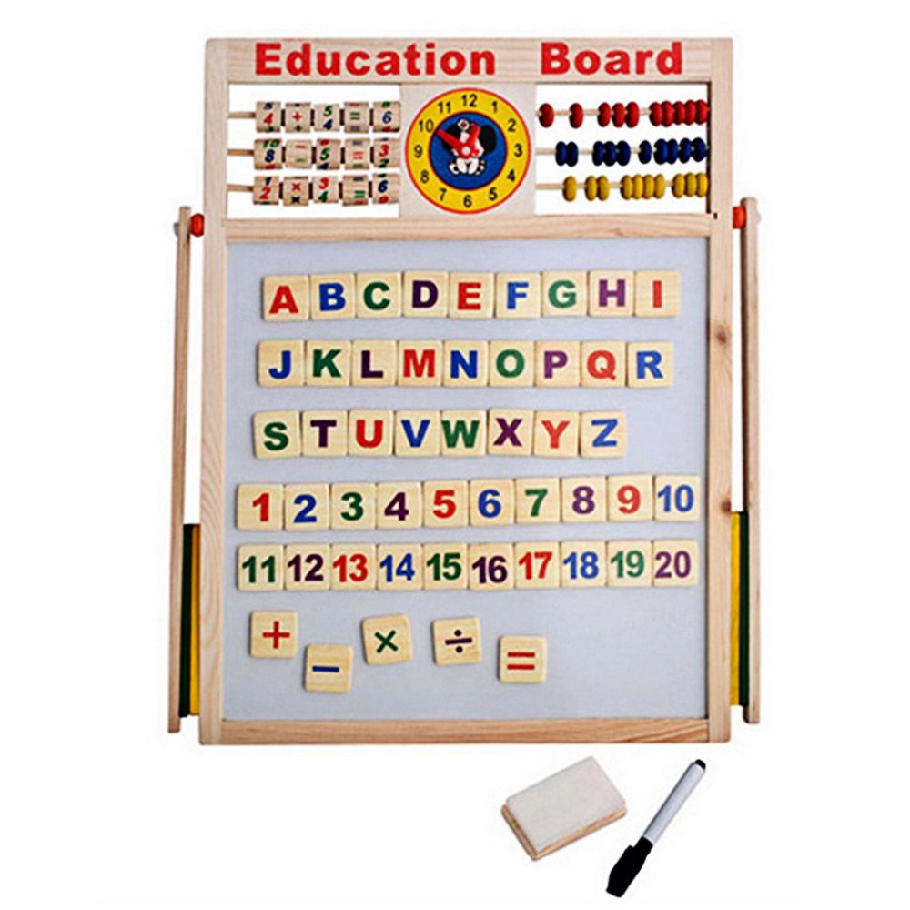 Children Wooden 2 In 1 Blackboard Magnetic Whiteboard Double Sided Drawing Writing Education Board Easel  Marker Pen Chalk Toys