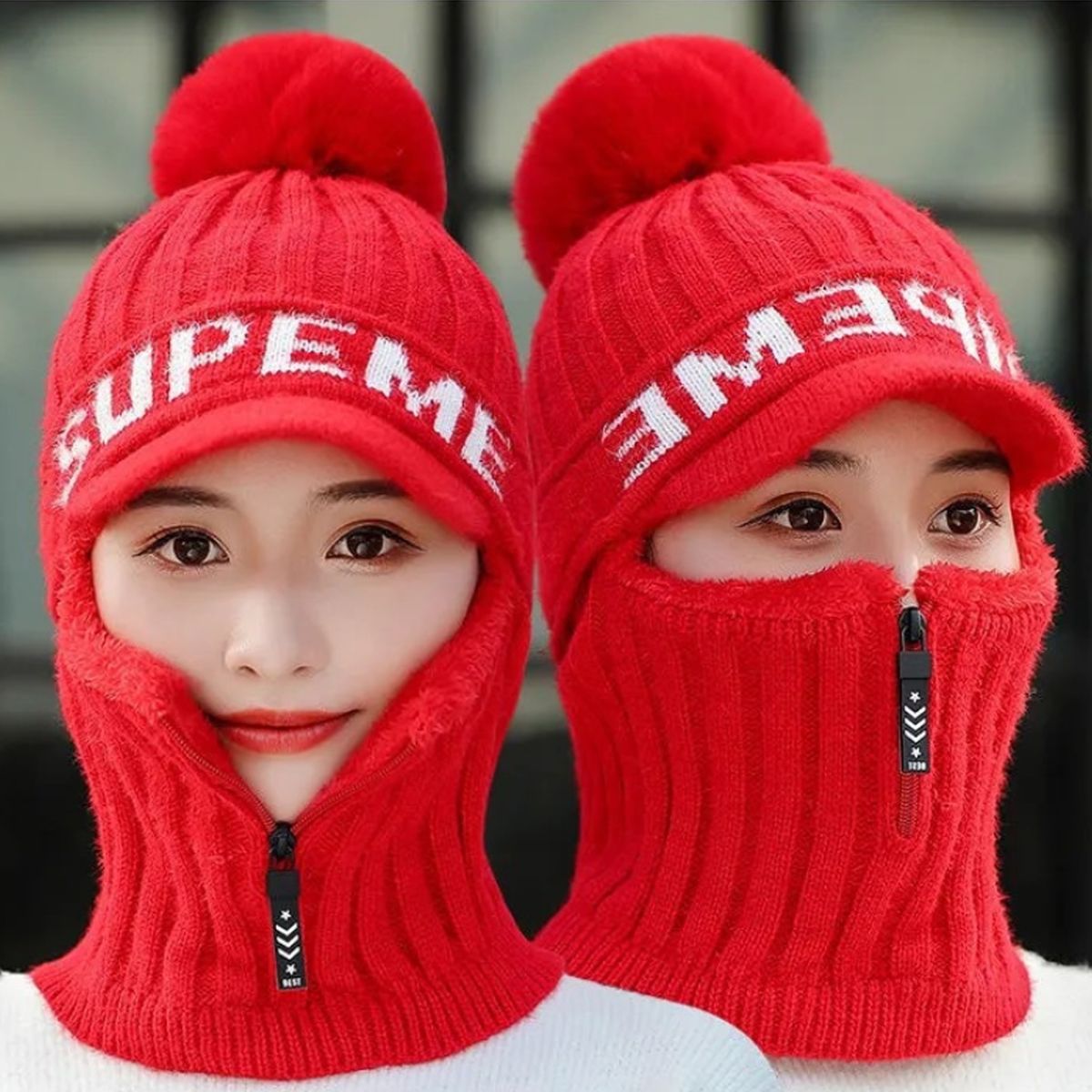 Winter Scarf Anti-cold Full Protection Outdoor Red