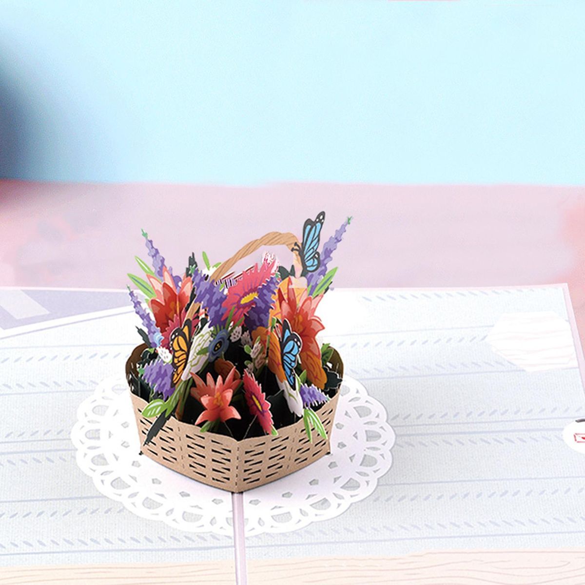 1 Set Greeting Card DIY Handwriting 3D Foldable Fathers Day Blessing Card Purple