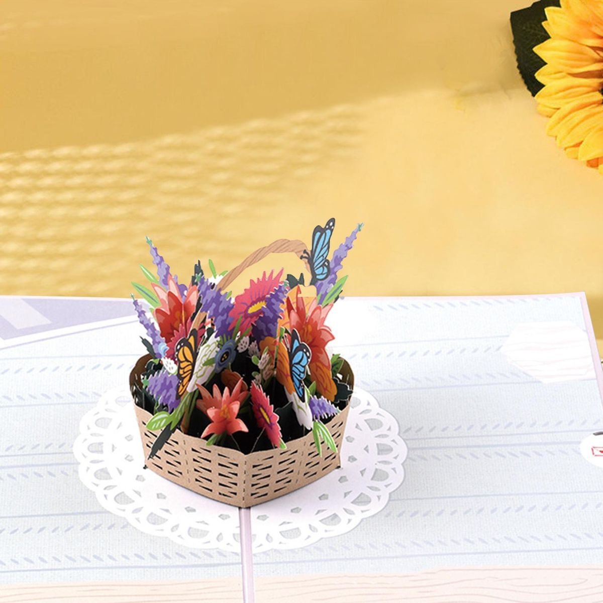 1 Set Greeting Card DIY Handwriting 3D Foldable Fathers Day Blessing Card Purple
