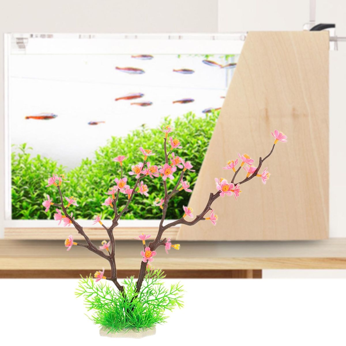 Simulated Aquatic Plants Cactus Fish Tank Decoration Pink