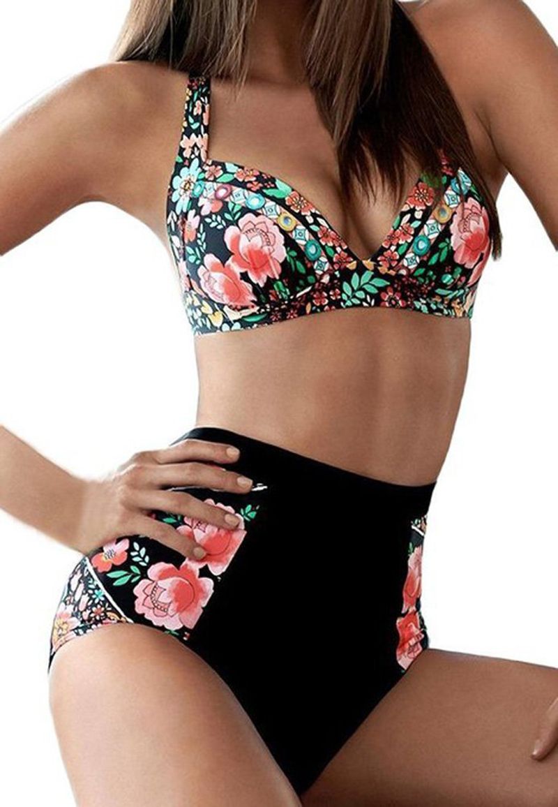 Womens High Waist 2 Piece Bikini Swimsuits Bathing Suit